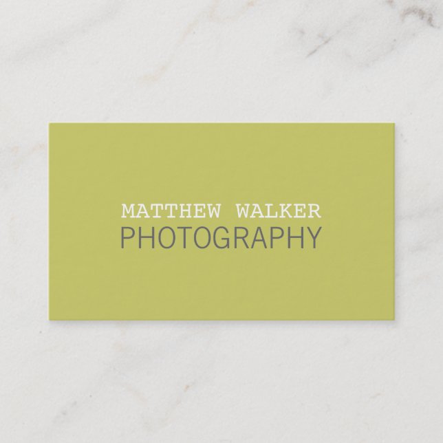 Carte De Visite MINIMAL simple moderne chic chartreuse vert gris (Devant)