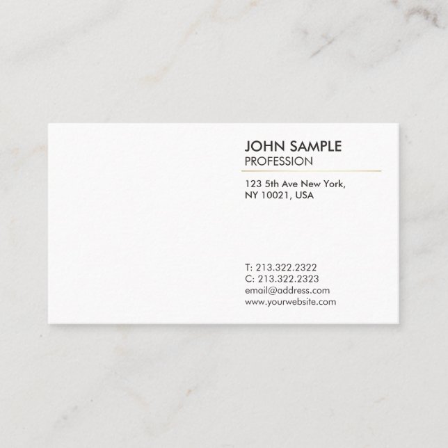 Carte De Visite Minimal simple moderne professionnel élégant blanc (Devant)