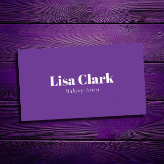 Carte De Visite Minimal Solid Purple & White Makeup Artist