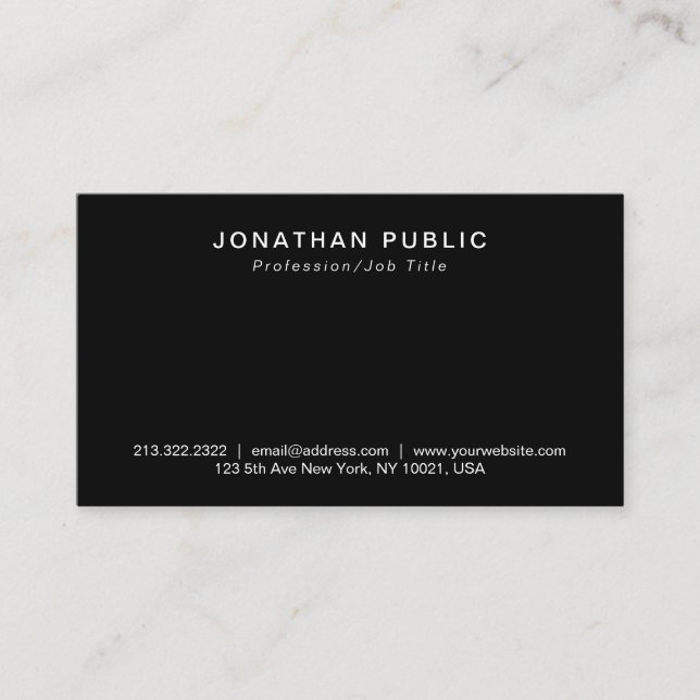 Carte De Visite Minimal stylish simple moderne Noir professionnel (Devant)