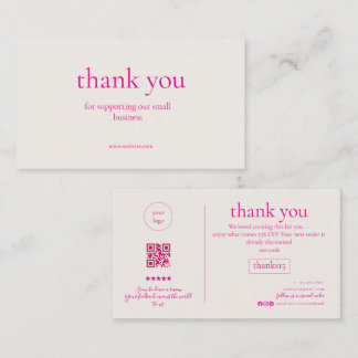 Carte de visite minimale Merci pour les petites en