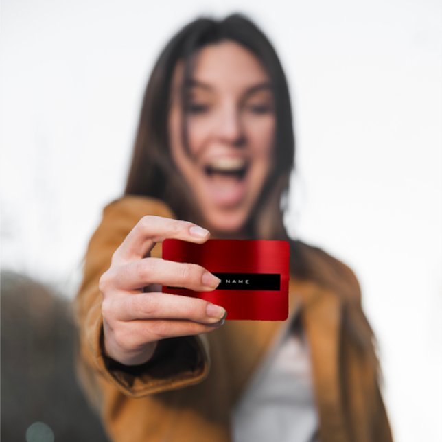 Carte De Visite Minimalisme Cercles d'or Delicy Vip en acier rouge (Minimalism Golden Circles Delicate Red Steel Vip Business Card)