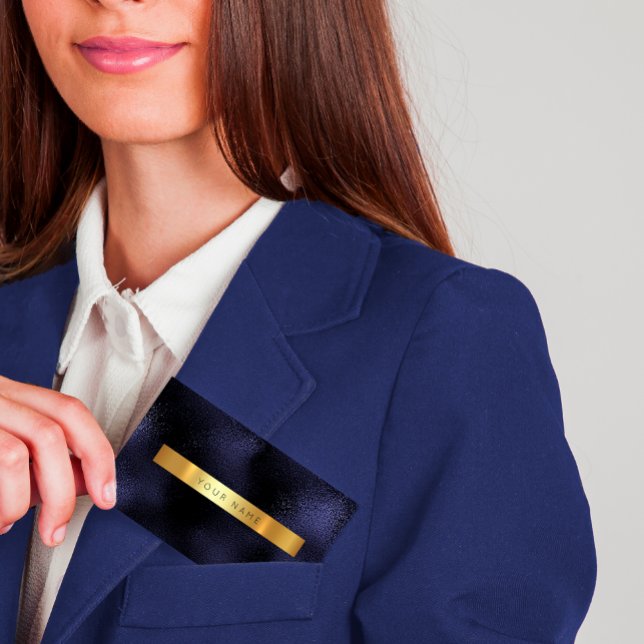 Carte De Visite Minimalisme Glam Blue Navy Gold Metallic Vip (Créateur téléchargé)