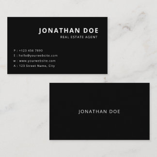 Carte De Visite Minimalist Black Realtor Professional 