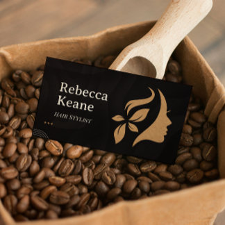 Carte De Visite Minimalist Brown Gold Hair Stylist Modern