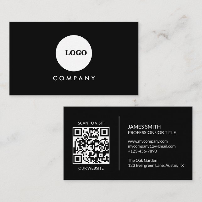 Carte De Visite Minimalist Business Card | QR code (Devant / Derrière)
