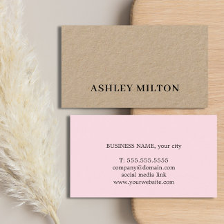 Carte De Visite Minimalist Cool Bold Kraft Rose Consultant