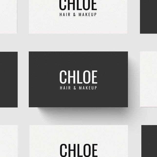 Carte De Visite Minimalist Elegant Dark Grey White Bold Beauty (Créateur téléchargé)