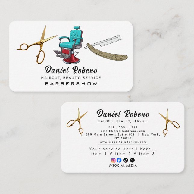 Carte De Visite Minimalist Elegant Hair Stylist (Devant / Derrière)