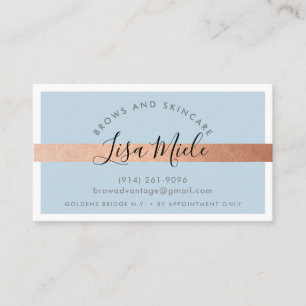 Carte De Visite MINIMALIST élégant rose or strié bleu pâle