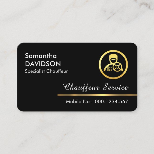 Carte De Visite Minimalist Gold Chauffeur Line (Devant)