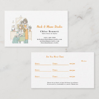 Carte De Visite Minimalist Hair Stylist Illustrator Appointment&