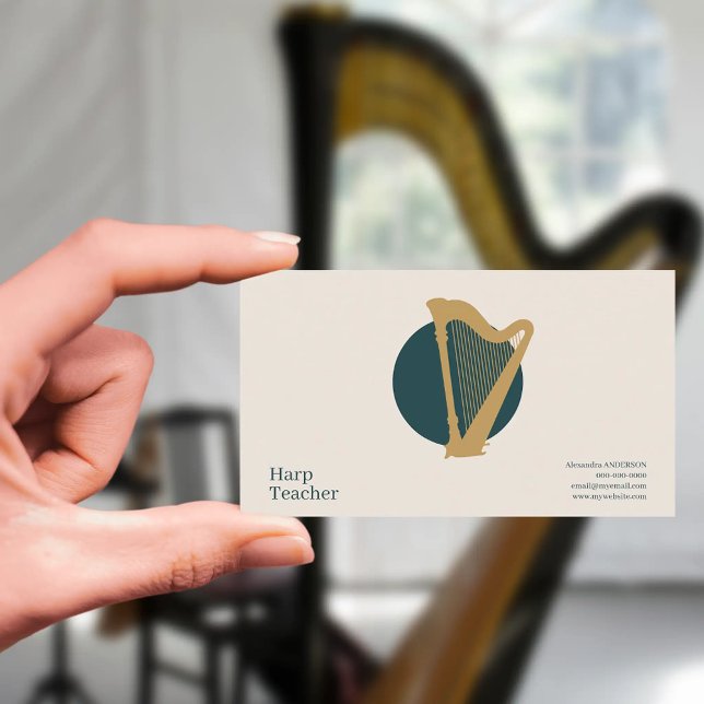 Carte De Visite Minimalist Harp Teacher (Minimalist Harp Teacher Business Card)