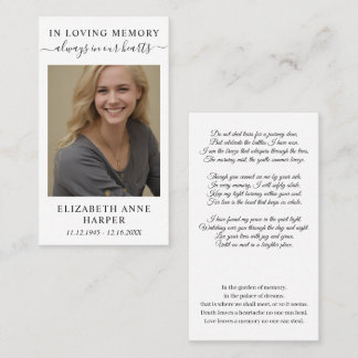 Carte De Visite Minimalist In Loving Memory Photo Keepsake Card