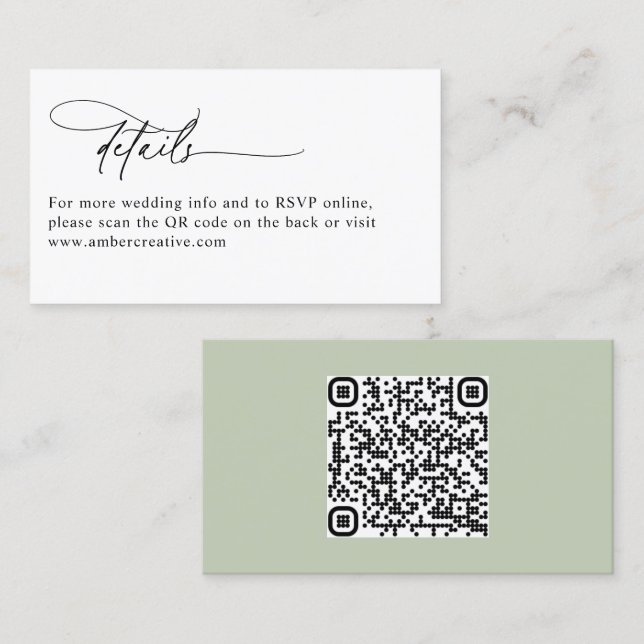 Carte De Visite Minimalist Modern QR Code Wedding Enclosure Card (Devant / Derrière)