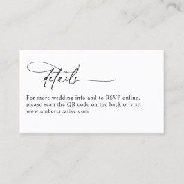 Carte De Visite Minimalist Modern QR Code Wedding Enclosure Card