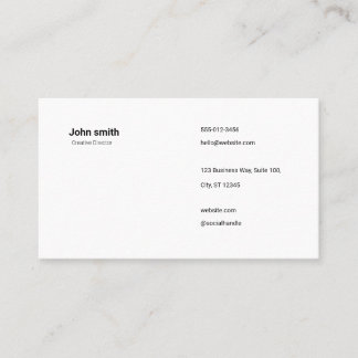 Carte De Visite Minimalist White Simple Professional Business Card