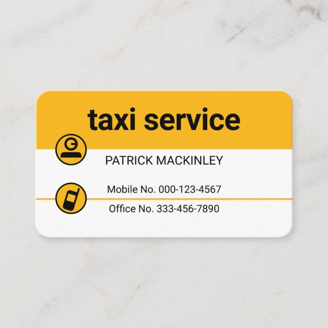 Carte De Visite Minimalist Yellow Layer Taxi Lines (Devant)
