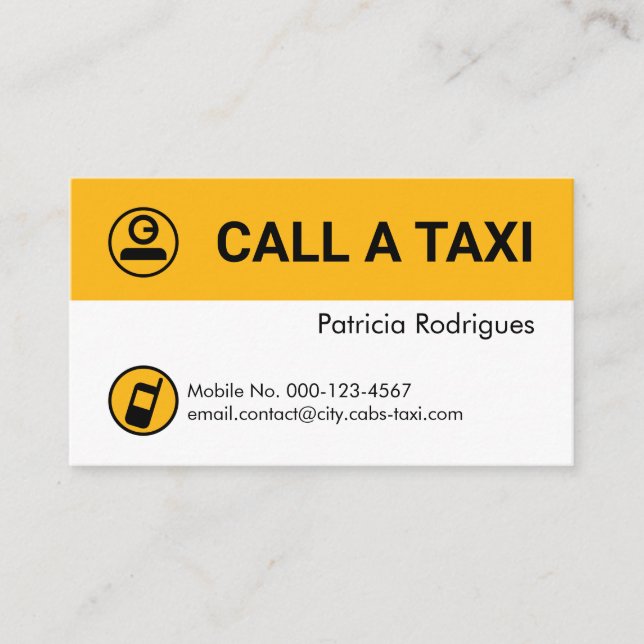 Carte De Visite Minimalist Yellow Taxi Cab Layers (Devant)