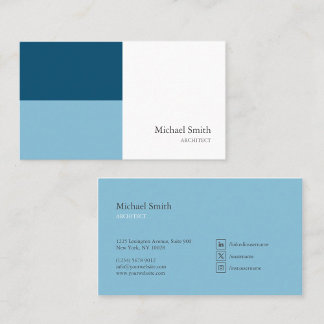 Carte De Visite minimalista bloques geométricos azul elegante