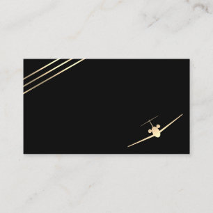 Carte de visite minimaliste à jet d'or d'aviation