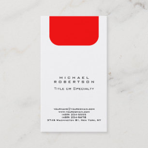 Carte De Visite Minimaliste blanc rouge simple de professionnel de