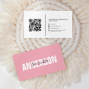 Carte De Visite Minimaliste Blush Pink QR Code moderne Professionn