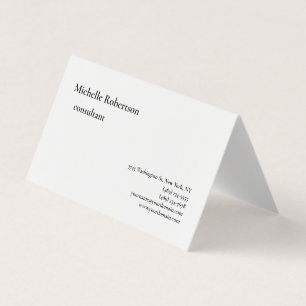 Carte De Visite Minimaliste classique Noir Blanc Plat