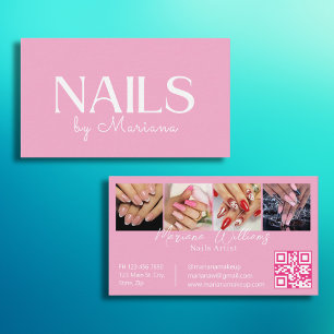 Carte De Visite minimaliste code qr clous tech 4 photos rose