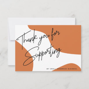 Carte de visite minimaliste de Merci orange brûlé