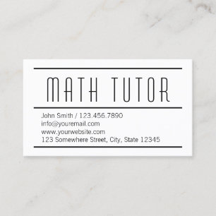 Carte De Visite Minimaliste de tuteur de maths
