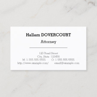 Carte de visite minimaliste du procureur