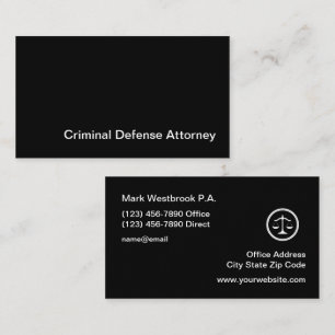 Carte De Visite Minimaliste du procureur de la défense criminelle