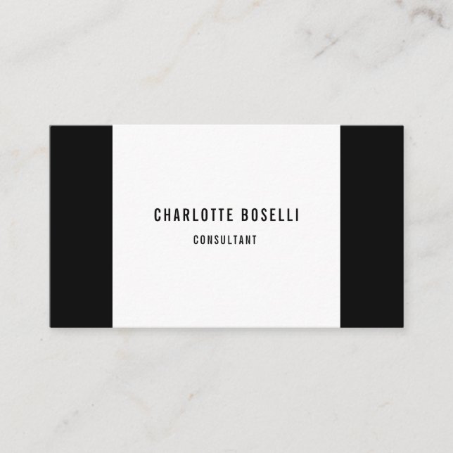 Carte De Visite Minimaliste Élégant Professionnel Simple Noir Blan (Devant)