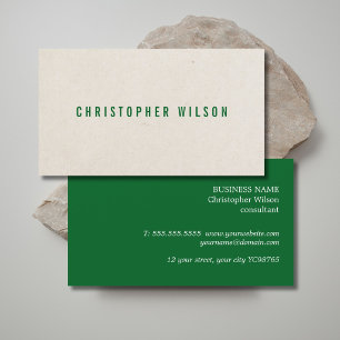 Carte De Visite Minimaliste Élégant Texture Beige Vert Consultant