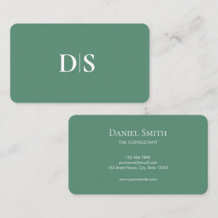 Carte De Visite Minimaliste Élégant Vert Sarcelle Conseiller Initi
