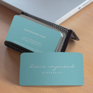 Carte De Visite minimaliste féminine professionnelle turquoise ble