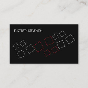Carte De Visite Minimaliste Géométrique Chic Monogrammé Rouge Noir