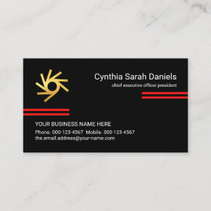Carte De Visite Minimaliste Lignes Rouges Simples PDG Fondateur