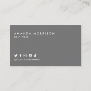 Carte De Visite Minimaliste Média Sociaux Professionnels Gris Fonc