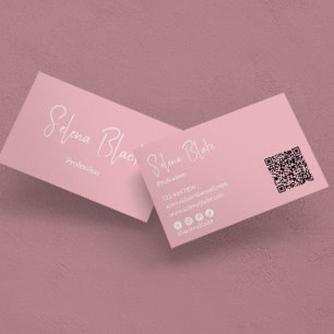 Carte De Visite Minimaliste moderne Élégant code Blossom & QR