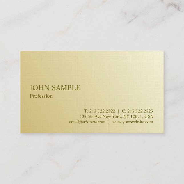 Carte De Visite Minimaliste Moderne Élégant Professionnel Or Luxe (Devant)