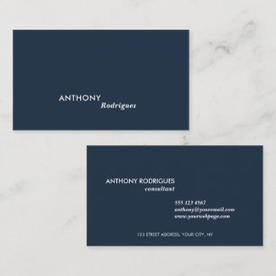 Carte de visite minimaliste moderne en bleu profon
