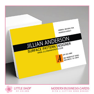 Carte De Visite Minimaliste Moderne Jaune et Noir