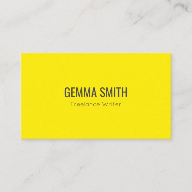 Carte De Visite Minimaliste moderne noir et jaune Élégant (Devant)