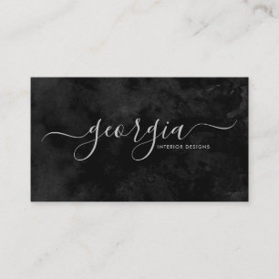 Carte De Visite Minimaliste Moderne Signature Noir & Argent