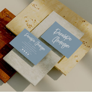 Carte De Visite Minimaliste Neutre Bleu Boho Chic Moderne tendance