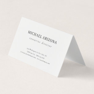 Carte De Visite Minimaliste noir et blanc simple chic moderne uni