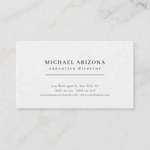 Carte De Visite Minimaliste noir et blanc simple chic moderne uni