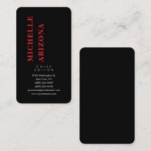 Carte De Visite Minimaliste Noir Rouge & Blanc Moderne Professionn